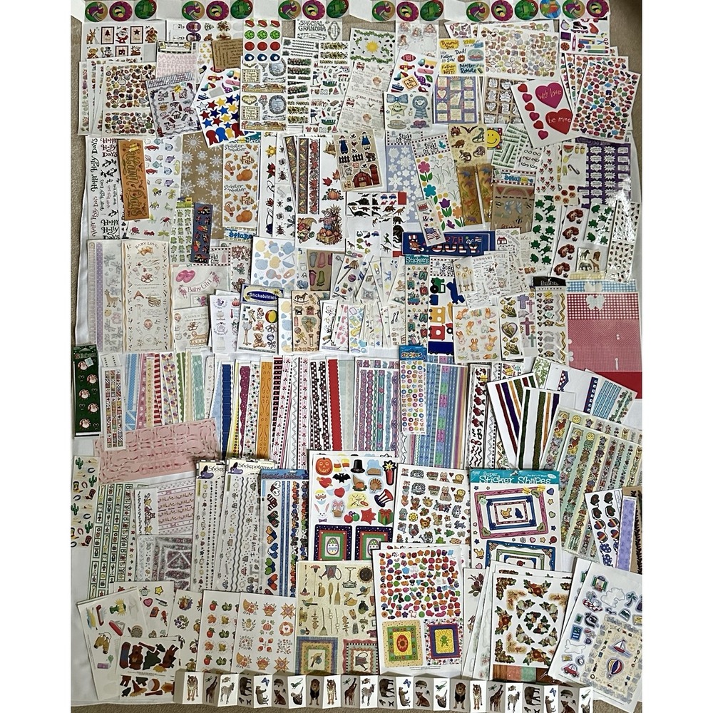 Huge Lot Of Vtg Stickers Some Sealed Collectible Scrapbook Crafts Borders